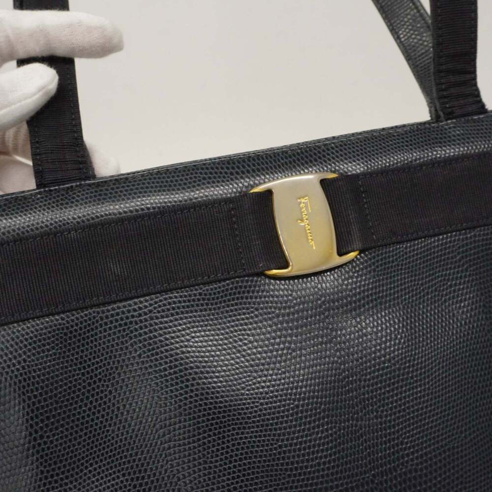 Salvatore Ferragamo Vara Leather Tote Bag, Navy, Women's - Picture 10 of 13